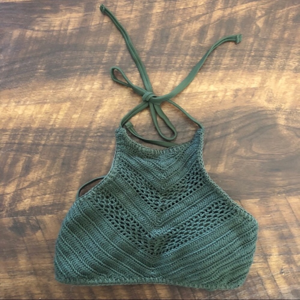Crochet Army Green Bikini Top